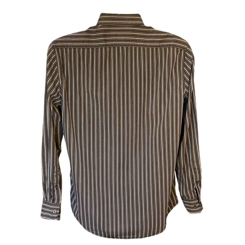 Structure Black Striped Button Down Cotton Classi… - image 3